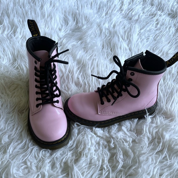 Dr Martens Pink Patent Leather Lace Up & Side Zip 1460 J Boits kids size 13 - Picture 2 of 10